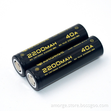 Amorge IMR18650 3.7V 2200mAh 40A High Drain Rechargeable Battery